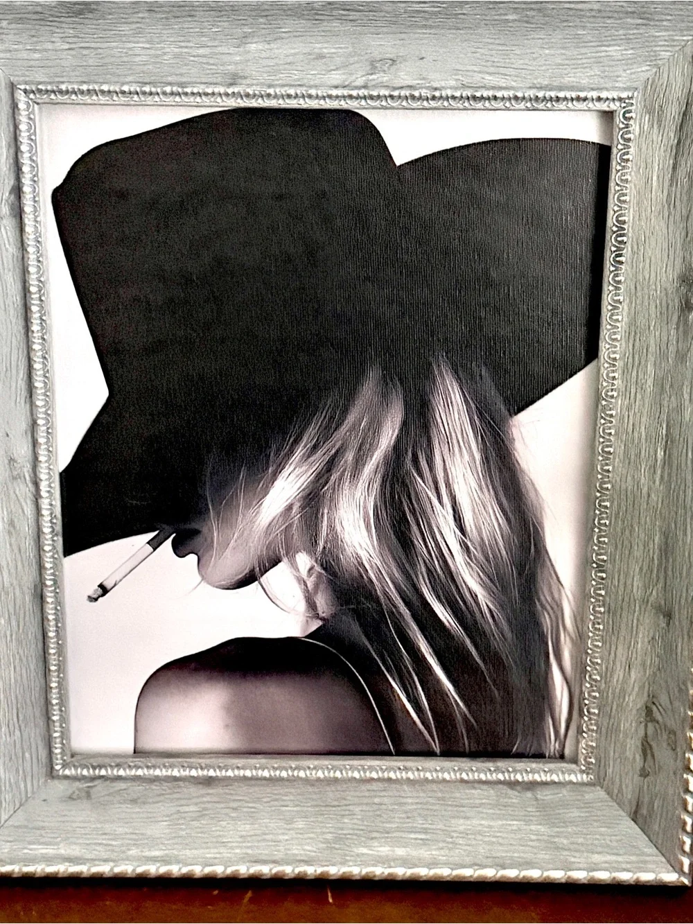 Cowgirl Smoking a Cigarette Sexy Woman Cowboy Hat Canvas Print Framed Wall Art